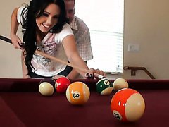Big Ass Brunette Girlfriend Gets Fucked Over a Pool Table