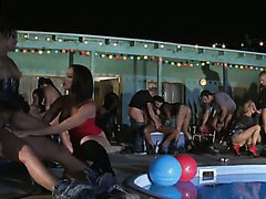 Nine Pornstars Getting Fucked In Amazing Pool Party Orgy