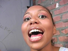 Aspen Stevens licks a gloryhole cock before taking it in her pussy