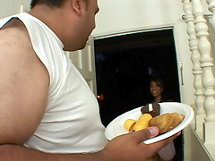 Lucy Thai gets her Asian pussy fucked doggystyle in food fetish clip