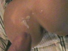 POV of masturbating brunette with piercing is fucked hardcore after shower