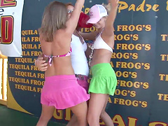 Randy babe in the party outdoor dancing in miniskirt and showing ass