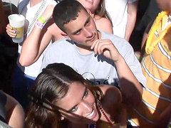 Randy babe in the party outdoor dancing in miniskirt and showing ass