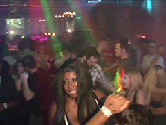 Slut in the club partying and flashing huge tits while drinking