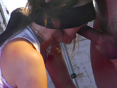 He made her give him a blowjob then drilled her hardcore