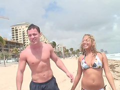 Hottie with a sexy pussy piercing showing her amazing body wearing a bikini