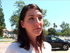 Tattooed brunette teen gets facial after Mmf threesome