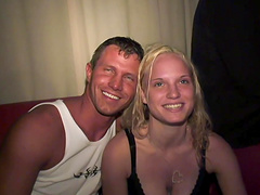 Naughty blonde coed sucks cock and gets her twat fucked at a party