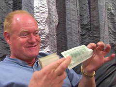 Old men having threesome with chubby busty teen amateur for cash