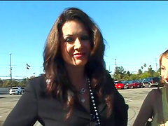 Cute babe rubbing her cunt while another babe rides dick in FFM threesome