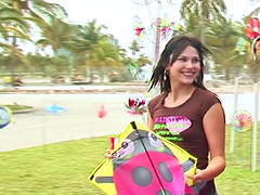 Sexy cowgirl in shorts gets nailed on the sofa