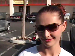 Sexy babe chooses the car to get her hungry pussy smashed