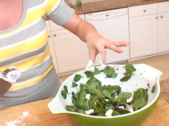 Dirty talk with solo pornstar in reality story in kitchen