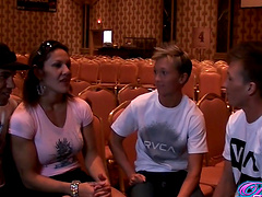 Reality video of sexy pornstar babes hanging out at a convention