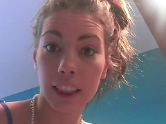 Wonderful dame masturbating erotically in the toilet in a close up shoot