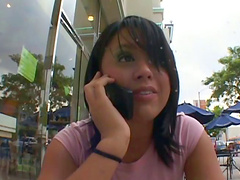 Babe gets banged and her tits jizzed after sucking cock