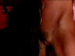 Alluring bdsm fetish bimbo in sexy lingerie enjoys torturing her guy with clips