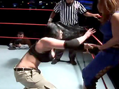 Sexy lesbian wrestling in hot girl on girl action in the ring