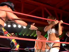 Sexy lesbian wrestling in hot girl on girl action in the ring