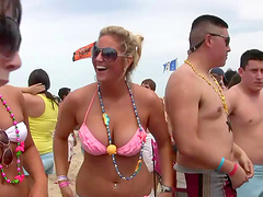 Randy curvy babes in bikini getting involved in the outdoor party