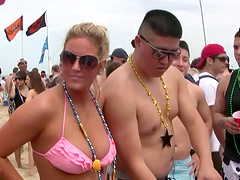 Randy curvy babes in bikini getting involved in the outdoor party