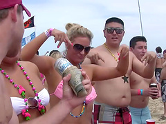 Randy curvy babes in bikini getting involved in the outdoor party