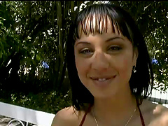 Awesome outdoor interracial sex with a hot brunette