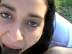 Gorgeous Latina with a hot body licking and sucking a big black cock