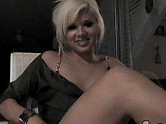 Cute blonde with a great body sucking her boyfriend's big cock