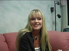 Erotic and sexy scene with a hot and horny porn blonde sweetheart in action