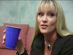 Erotic and sexy scene with a hot and horny porn blonde sweetheart in action