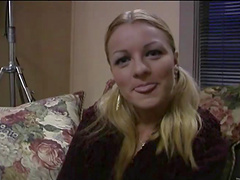 Erotic and sexy scene with a hot and horny porn blonde sweetheart in action