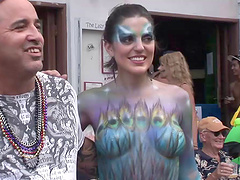 Naughty hot ass chicks displays tits in a hot and erotic outdoor scene