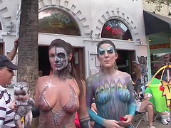 Naughty hot ass chicks displays tits in a hot and erotic outdoor scene