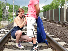 Naughty hot ass sluttie Alexis Crystal plays with huge dick in hot blowjob