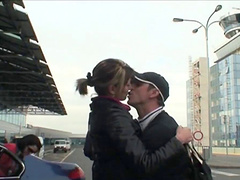 Amateur Amber gets banged hardcore in an outdoors clothed sex shoot