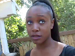 Black cock fucks her tight ebony pussy and cums on her face