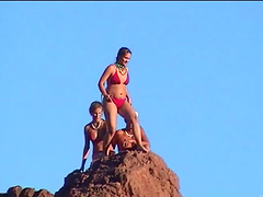 Spring Break boat party video with bikini babes floating on a lake