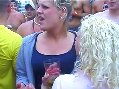 Spring Break boat party video with bikini babes floating on a lake