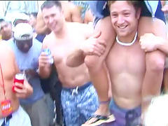 Spring Break boat party video with bikini babes floating on a lake