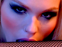 Close up shot of her licking on her girl's clit and pussy