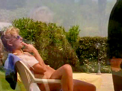 Dashing blonde gets a facial cumshot after getting hammered outdoors