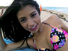 Latin cowgirl in bikini fucked hard in a reality porn