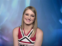 Reality backstage video with cute blonde cheerleader