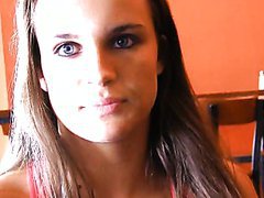 Bad girl Teal shows her tits to her boyfriend in the bar.