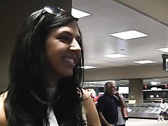 Naughty chick Madeline goes for a walk and goes crazy in the street.