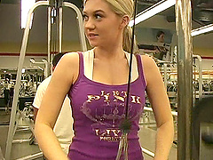 Alison Angel lets her big tits out while working out