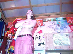 Public party gets flocked with natural titted beauties