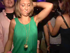Ambitious dame with nice ass dancing seductively in the club party