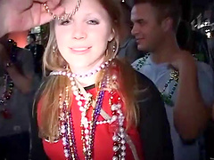 Salacious amateur chick flashes her tits in public